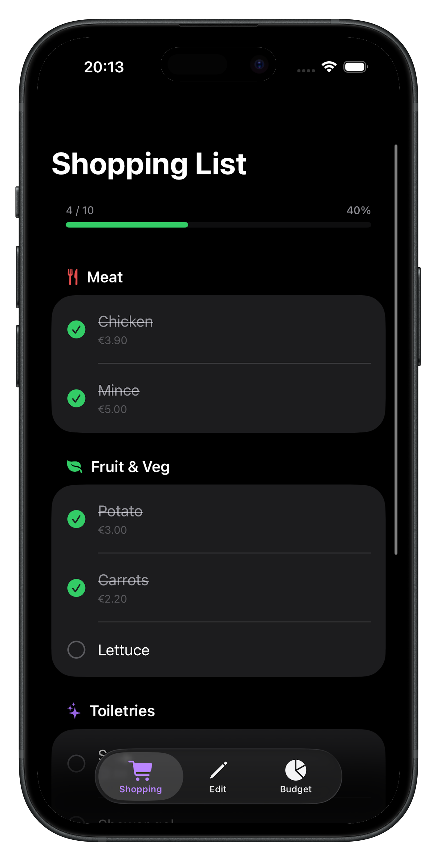 Ziplist Shopping Mode